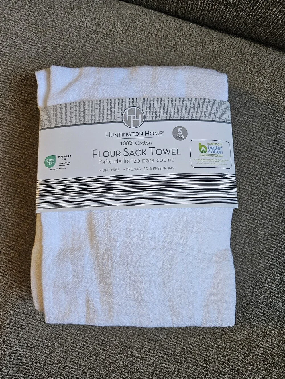 NWT Huntington Home 5 Pack 100% Cotton Flour Sack Towels